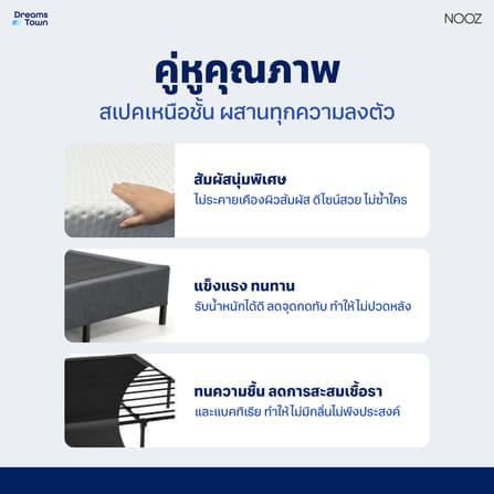 ที่นอนเมมโมรี่โฟม 5 ฟุต NOOZ EVENING EVO  มาพร้อมกับฐานเตียง 5 ฟุต NOOZ PIXEL BED FRAME (ไม่มีหัวเตียง)_3